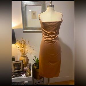 Missguided bronze Satin Cowl Neck Midi Dress size 6